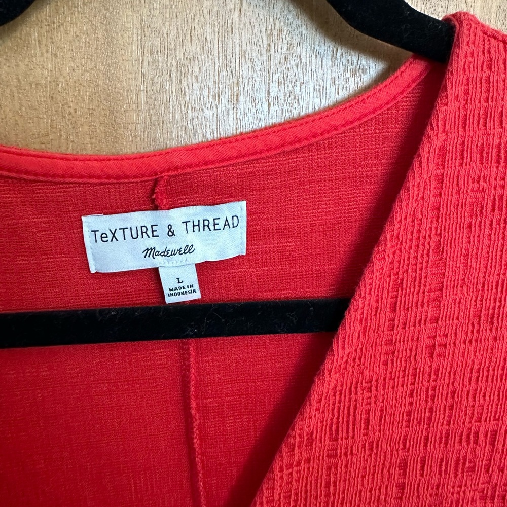Host pick MADEWELL Texture & Thread Saffron Red Crosshatch Side-Tie Dress Large - Picture 5 of 8